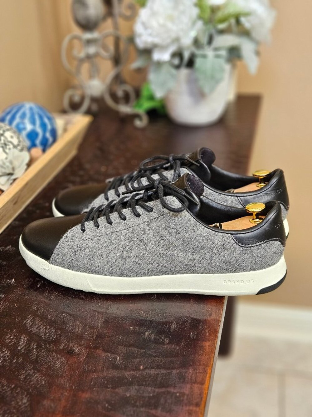 Cole Haan Men's GrandPro Wool & Leather Sneakers, Gray/Black, Sz 13 - Picture 3 of 15